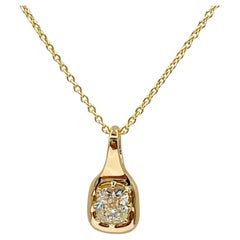 Collier pendentif en or jaune 18 carats avec coussin en diamant blanc de 1 carat GIA
