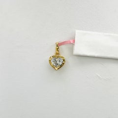 GIA 1 Carat White Diamond Heart Bezel Prong Pendant in 18K Yellow Gold