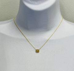 GIA 1 Karat gelber strahlender Diamant East West Lünette Anhänger Halskette in 18K Gold