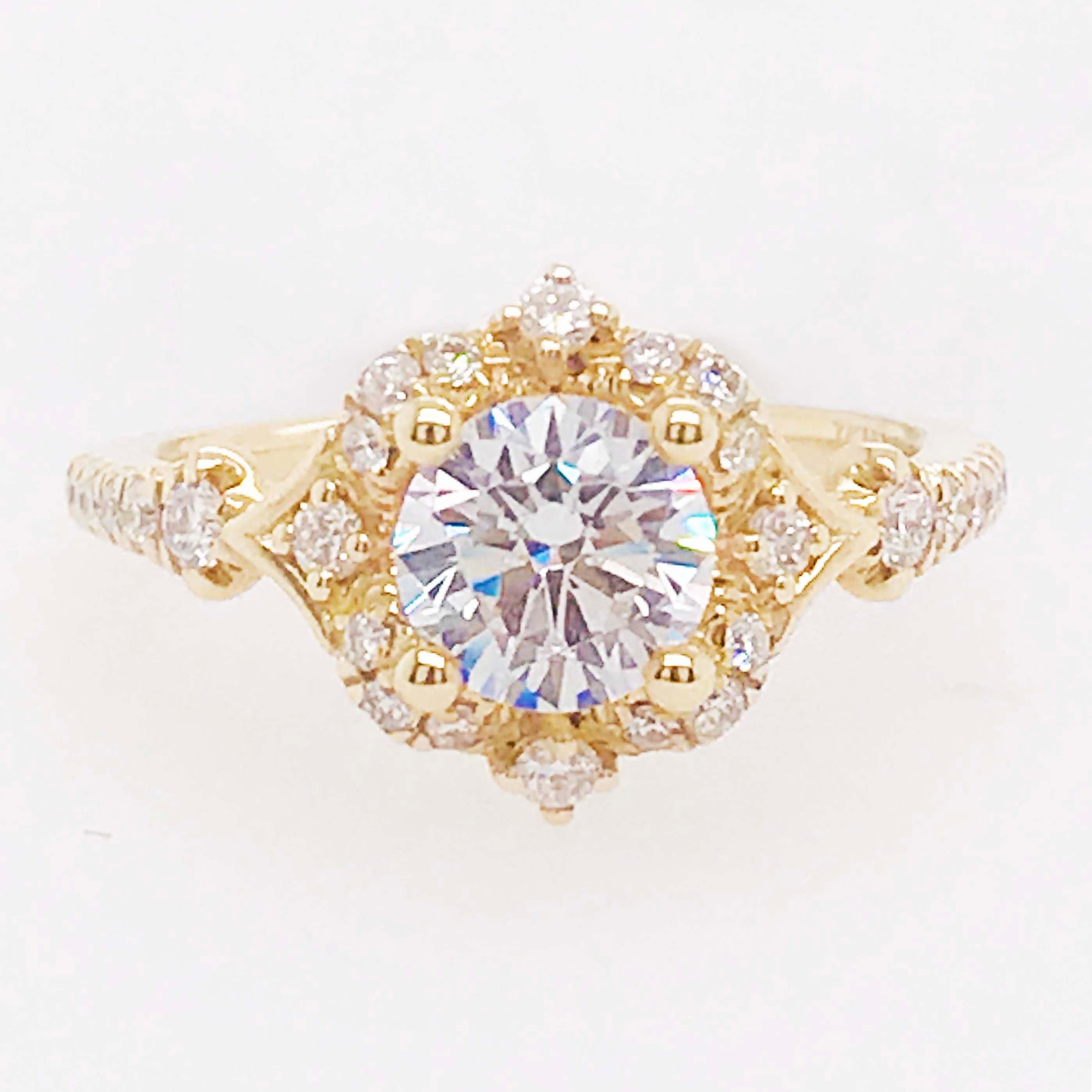 Gia 1 Carat Round Diamond Antique Style Engagement Ring Antique Style Diamond Engagement Ring
