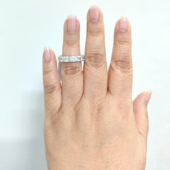 GIA 10 Carat Asscher Cut White Diamond Eternity Band Ring in 18K White Gold