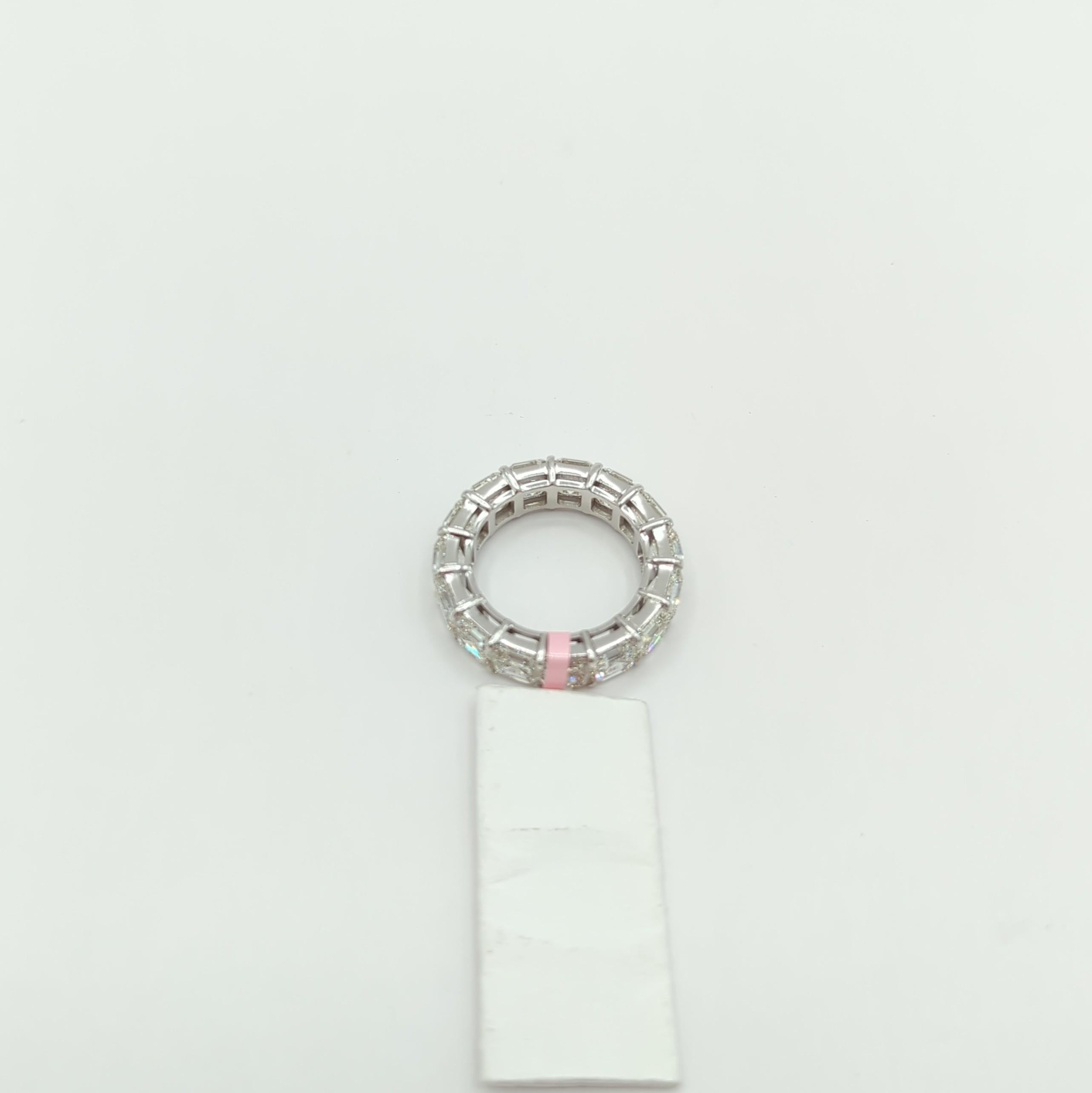 GIA 10 Carat Asscher Cut White Diamond Eternity Band Ring in 18K White Gold For Sale 1
