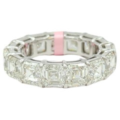 GIA 10 Carat Asscher Cut White Diamond Eternity Band Ring in 18K White Gold