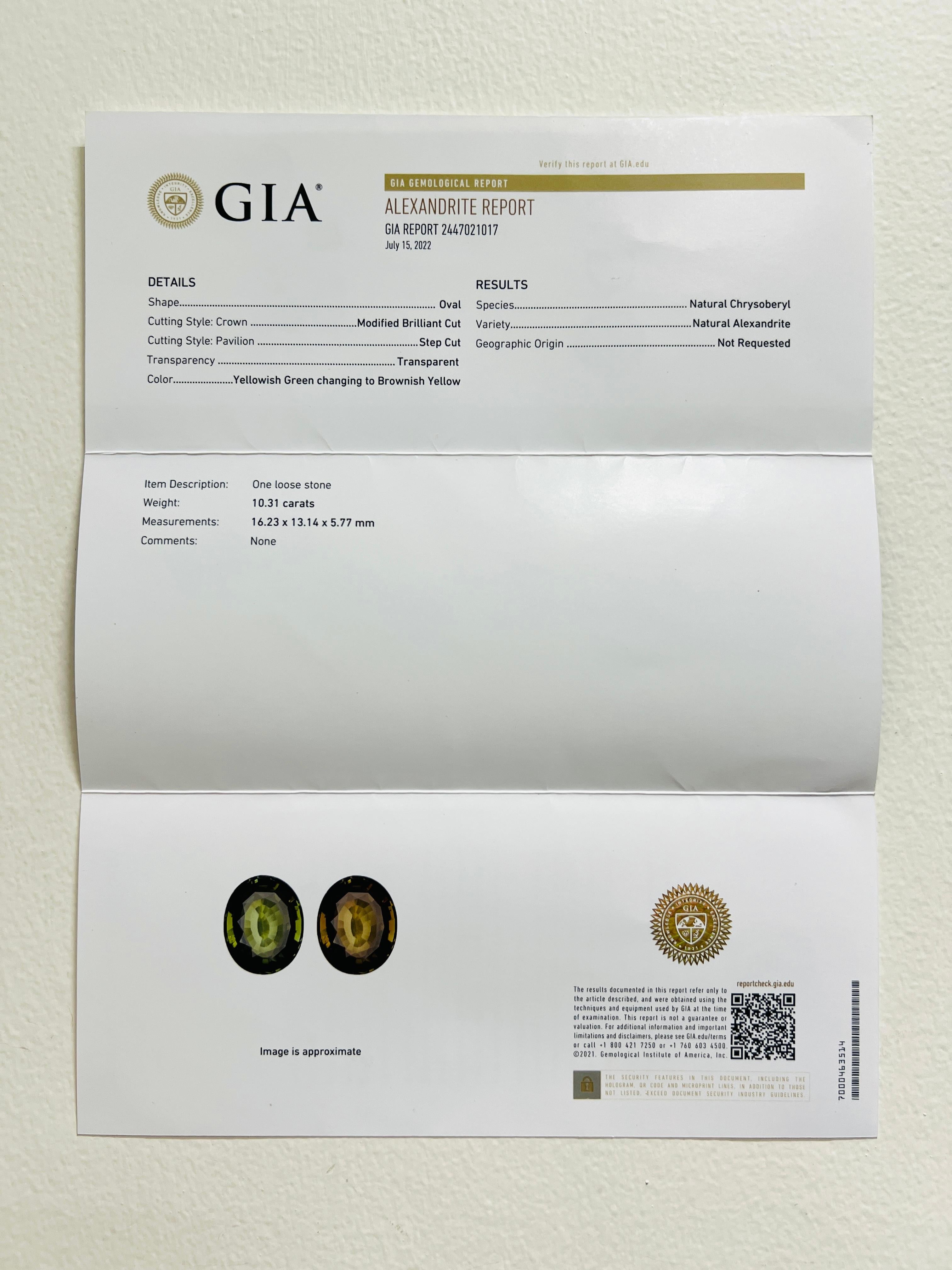 GIA Anello con alessandrite ovale e diamante bianco da 10 carati con cambio di colore in platino in vendita 4