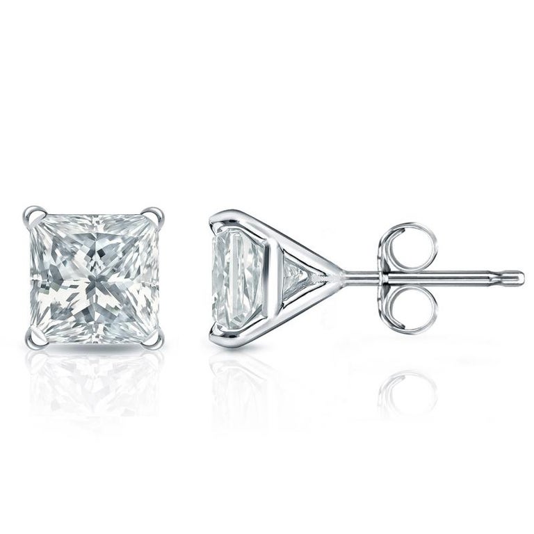GIA 10 Carat Princess Cut Diamond Studs For Sale at 1stDibs