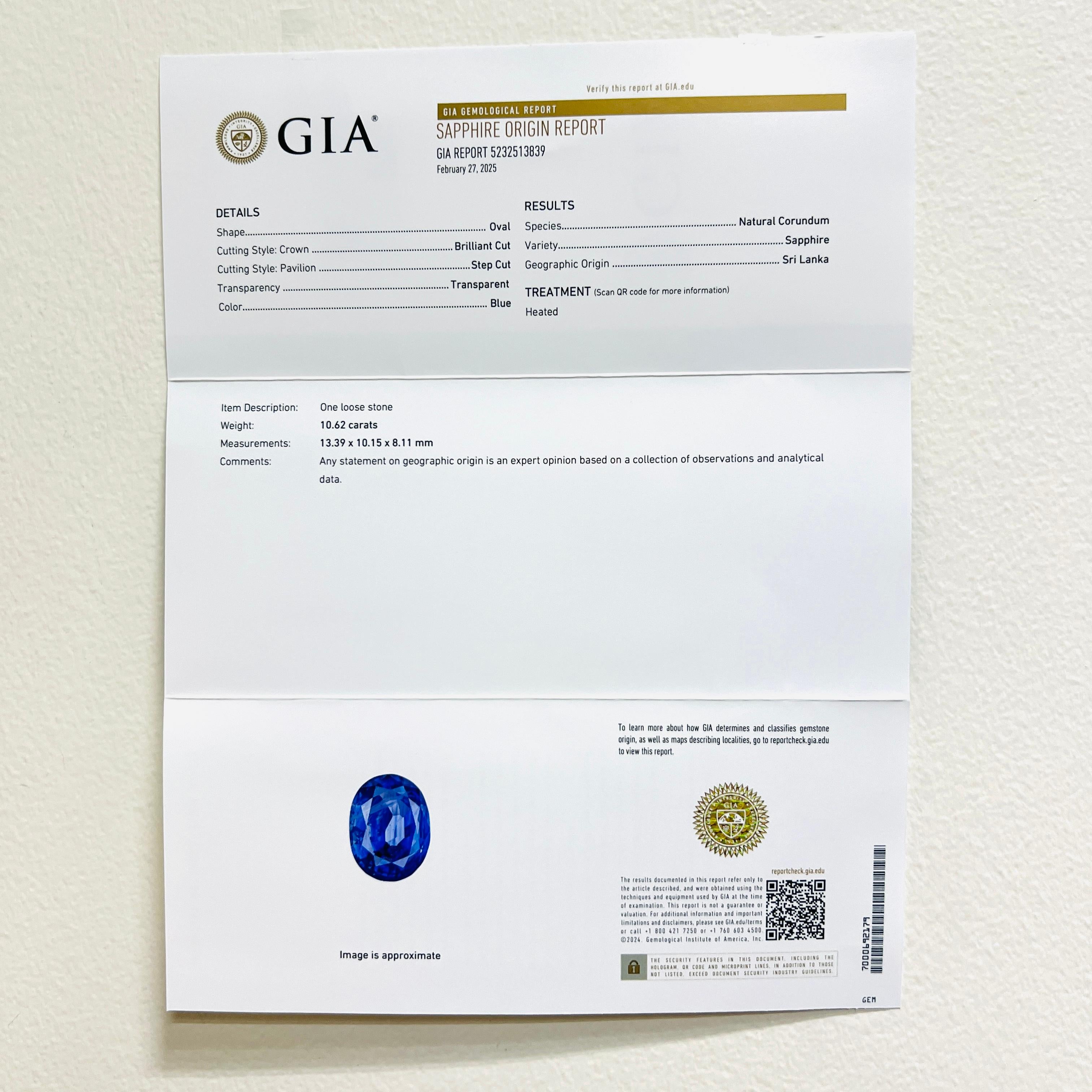 GIA Anello con zaffiro blu dello Sri Lanka da 10 carati, ovale e con diamante rotondo in oro 18 carati in vendita 5