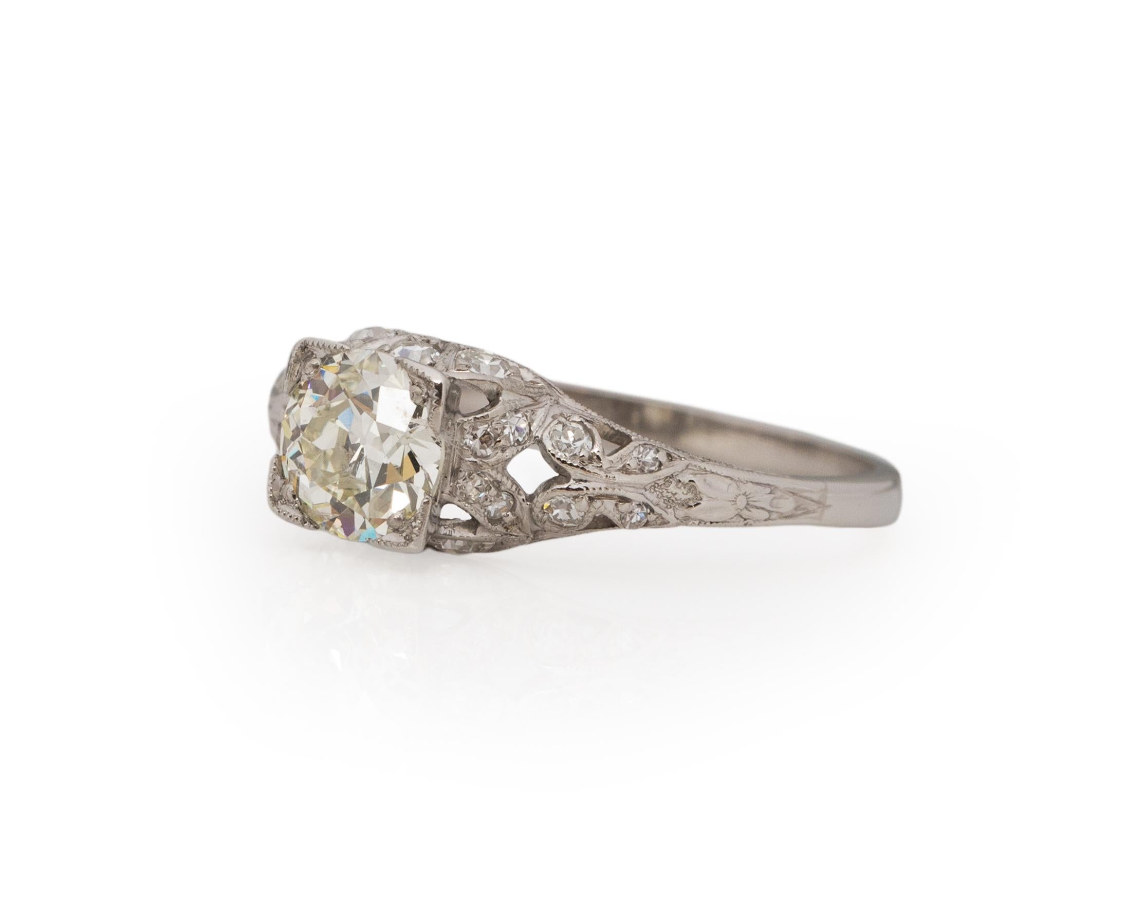 Old European Cut GIA 1.00 Carat Art Deco Diamond Platinum Engagement Ring For Sale