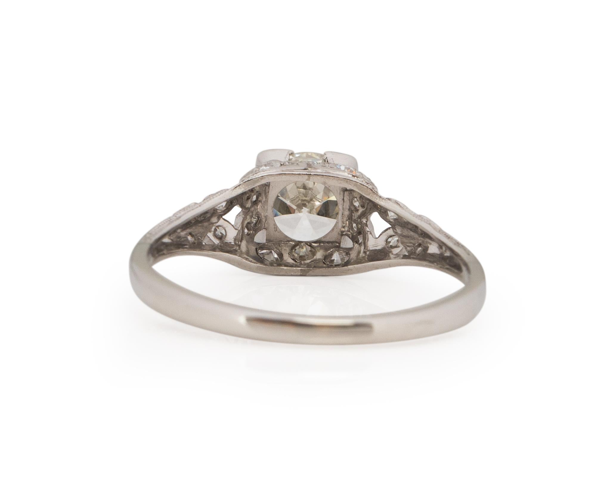 GIA 1.00 Carat Art Deco Diamond Platinum Engagement Ring In Good Condition For Sale In Atlanta, GA