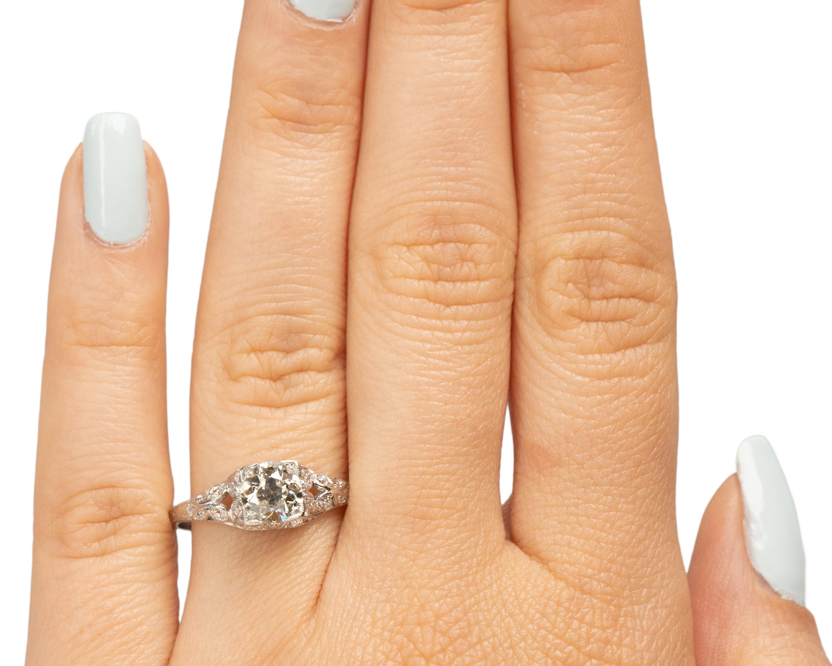 GIA 1.00 Carat Art Deco Diamond Platinum Engagement Ring For Sale 1