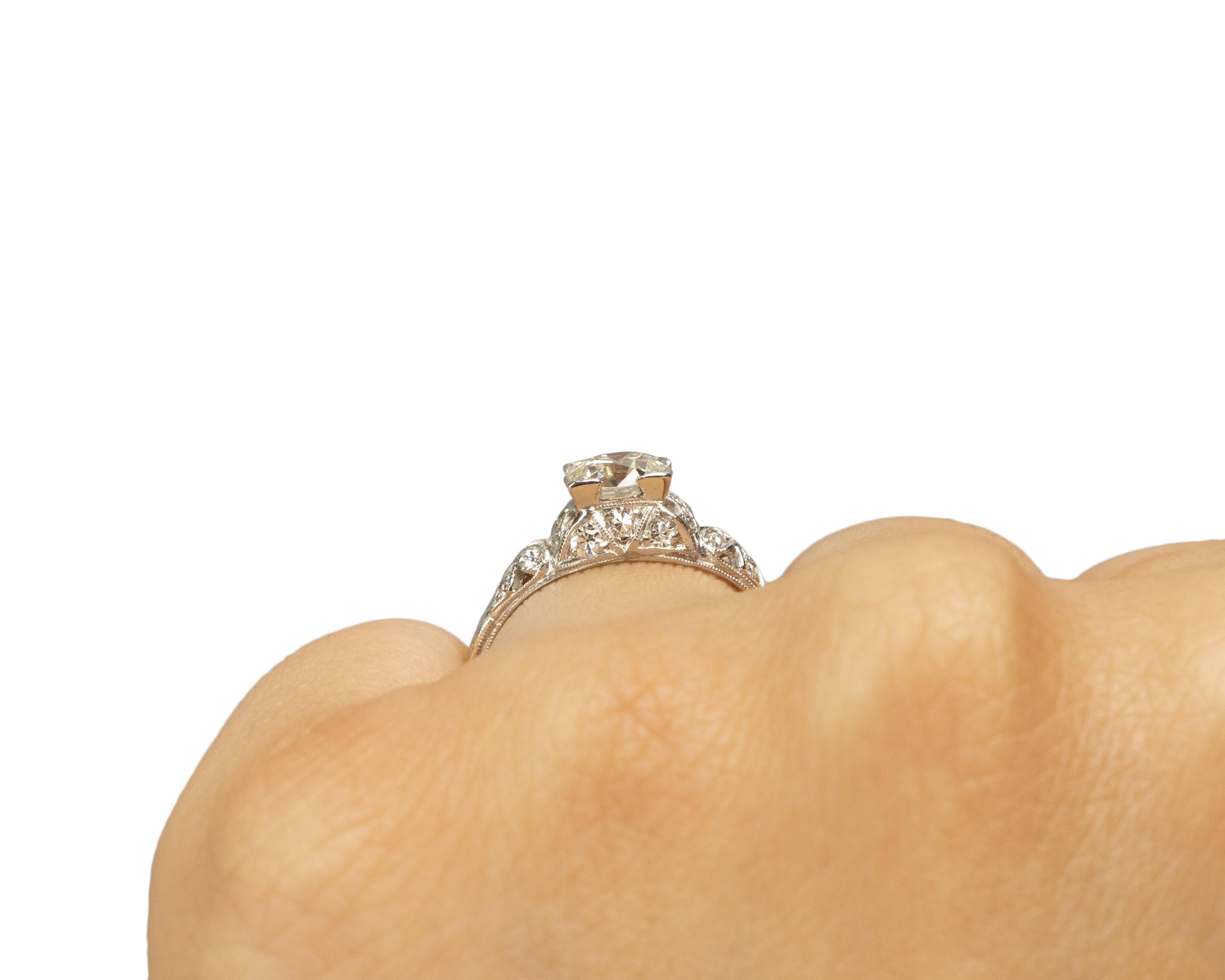 GIA 1.00 Carat Art Deco Diamond Platinum Engagement Ring For Sale 2