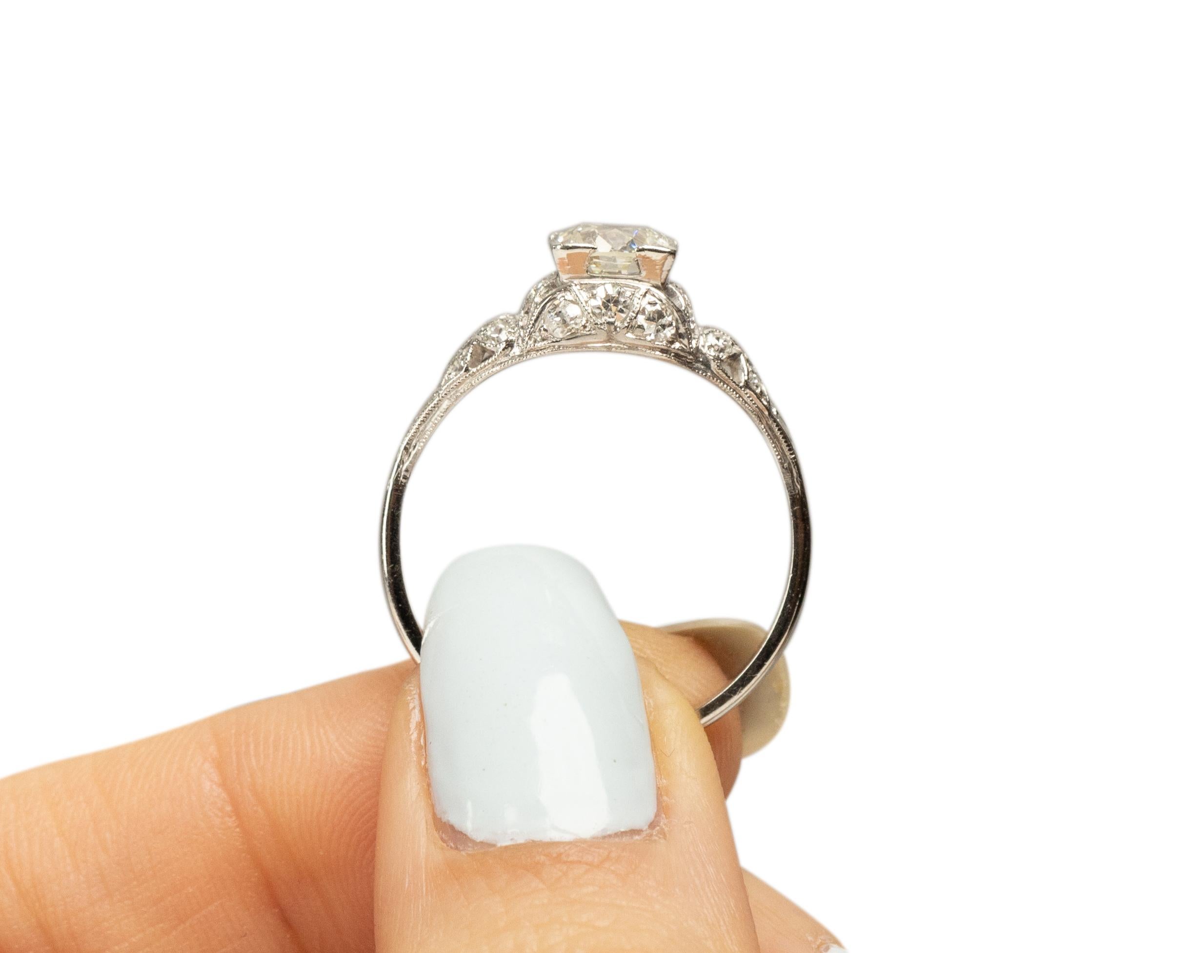 GIA 1.00 Carat Art Deco Diamond Platinum Engagement Ring For Sale 3