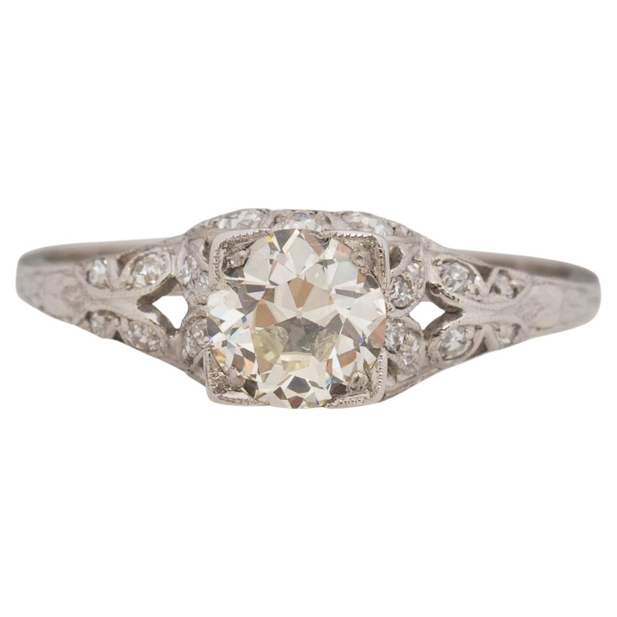 GIA 1,00 Karat Art Deco Diamant Platin Verlobungsring im Angebot