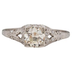 GIA 1,00 Karat Art Deco Diamant Platin Verlobungsring