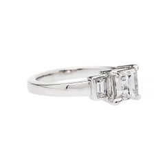 GIA 1.00 Carat Carre Cut Diamond Platinum Engagement Ring