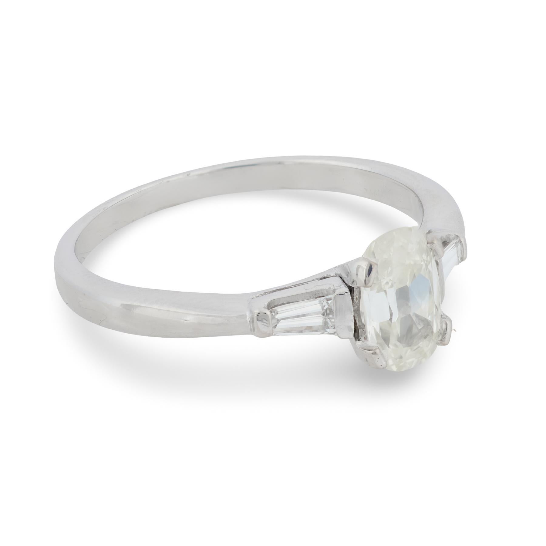 GIA Anello di fidanzamento in platino con diamante taglio old mine da 1.00 carati In condizioni buone in vendita a Beverly Hills, CA