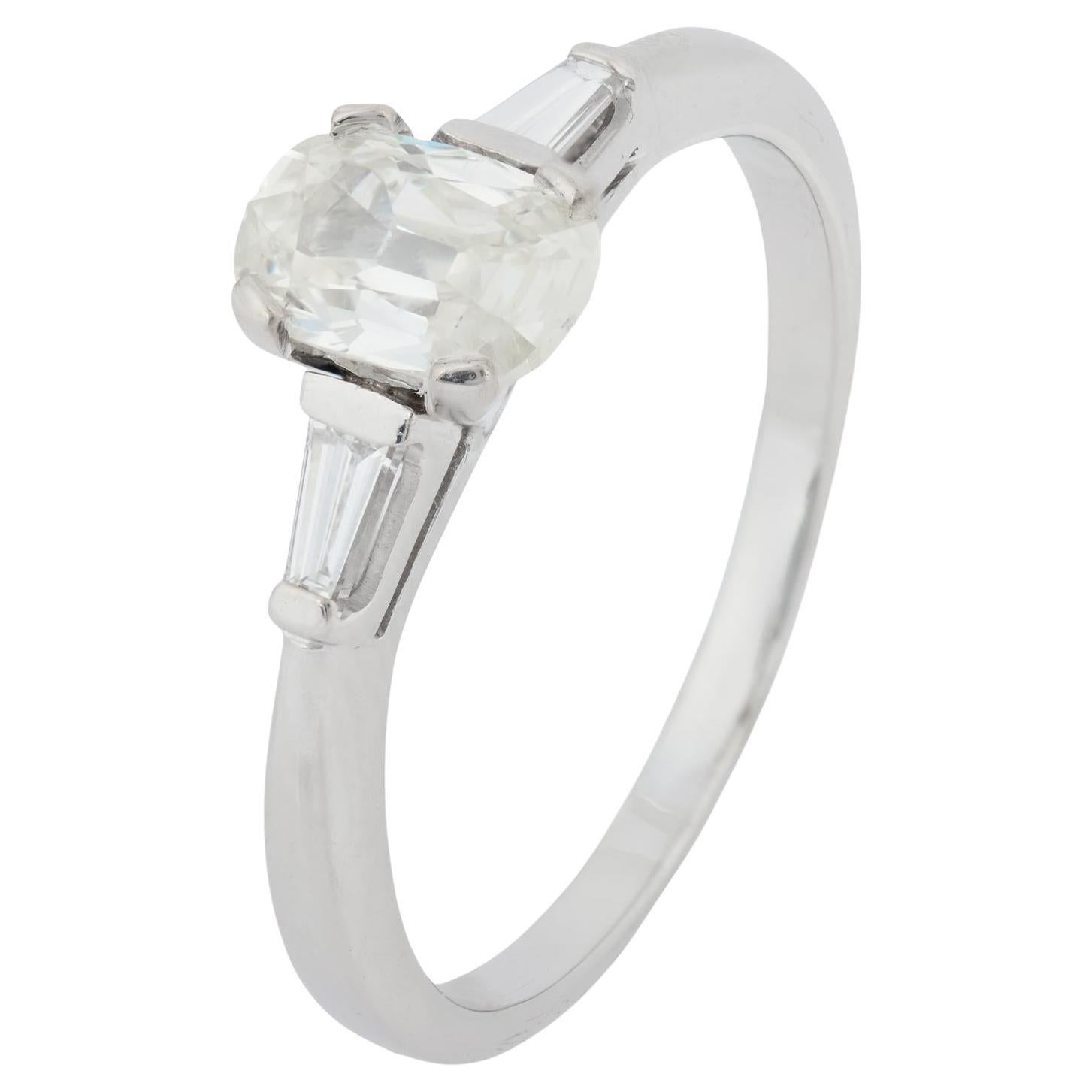 GIA 1.00 carat old mine cut diamond platinum engagement ring