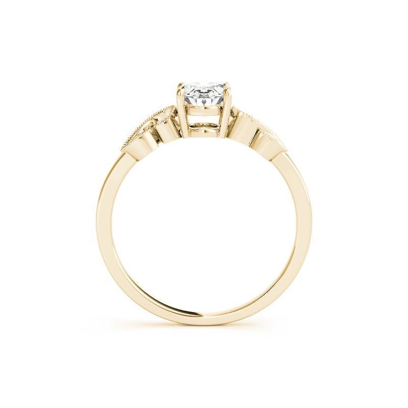GIA Bague en or jaune 18K diamant 1.00 carat Oval Formal Garden Leaf Trellis Neuf - En vente à New York, NY