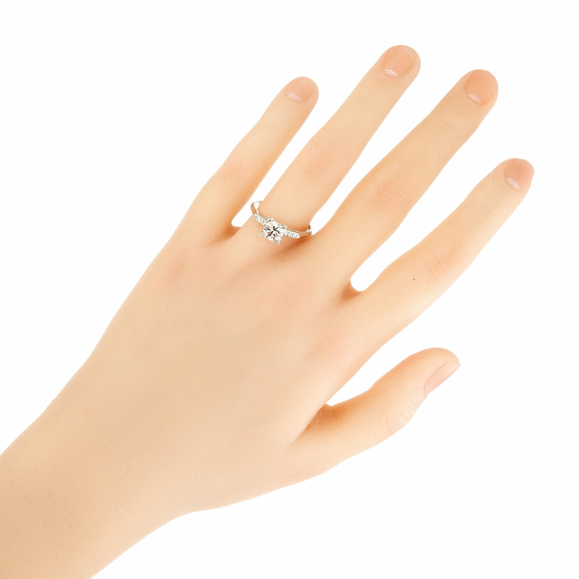 Women's GIA 1.00 Carat Round Cut Diamond Gold Art Deco Engagement Ring For Sale