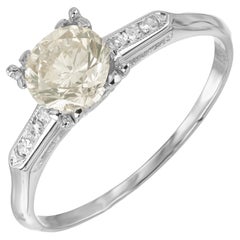 GIA 1.00 Carat Round Cut Diamond Gold Art Deco Engagement Ring