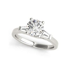 GIA 1.00 Carat Round & Fancy Baguette Three-Stone  Diamond Ring