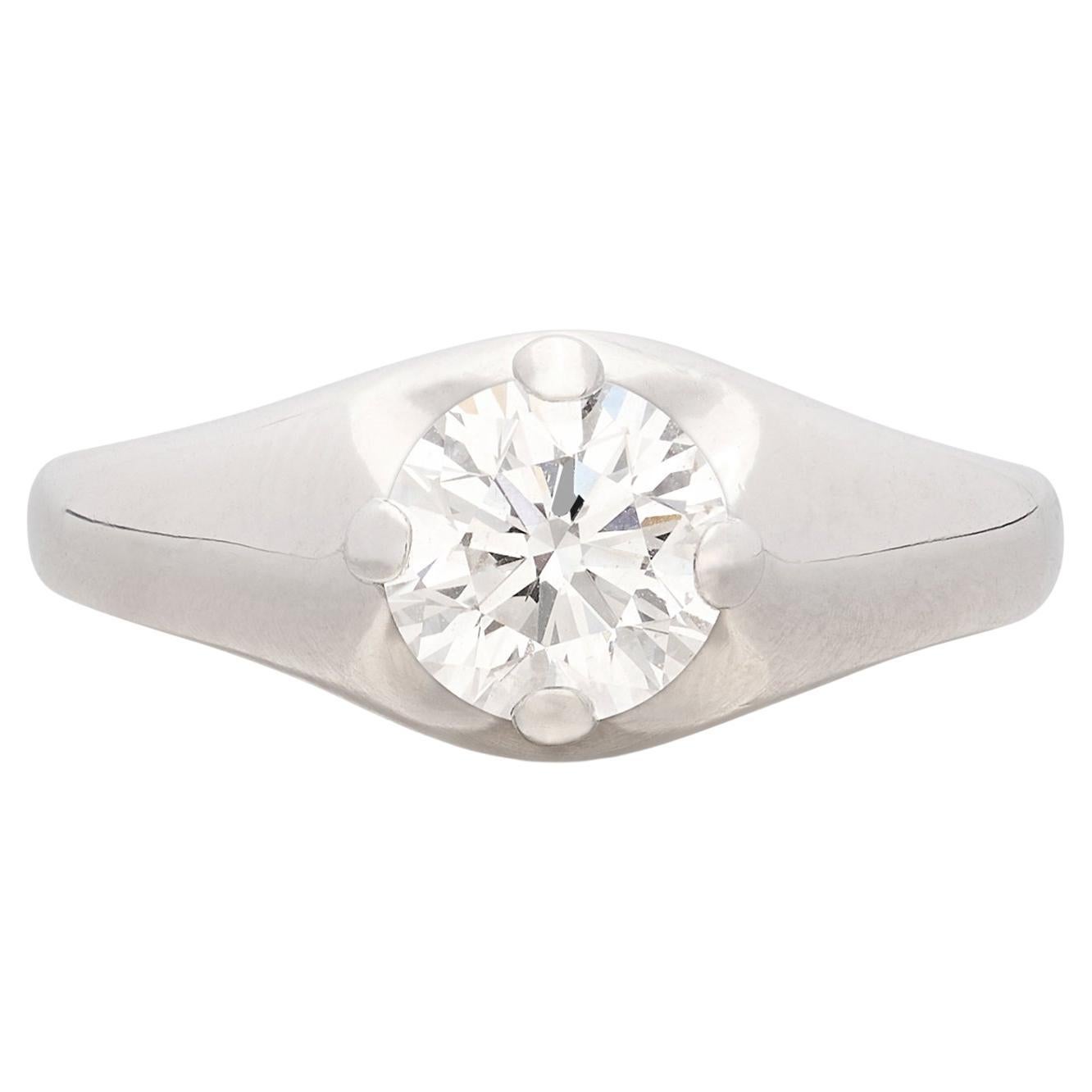 GIA 1.00-Kt. GIA D/If Verlobungsring mit rundem Brillanten von Bulgari im Angebot