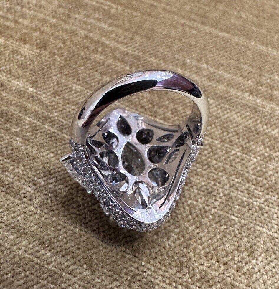 GIA 10.01 carat Pear Shape Diamond Custom Ring in 18k White Gold For Sale 5