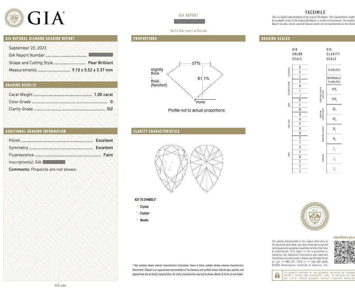 Bague personnalisée en or blanc 18 carats GIA 10,01 carats diamant en forme de poire Pour femmes en vente