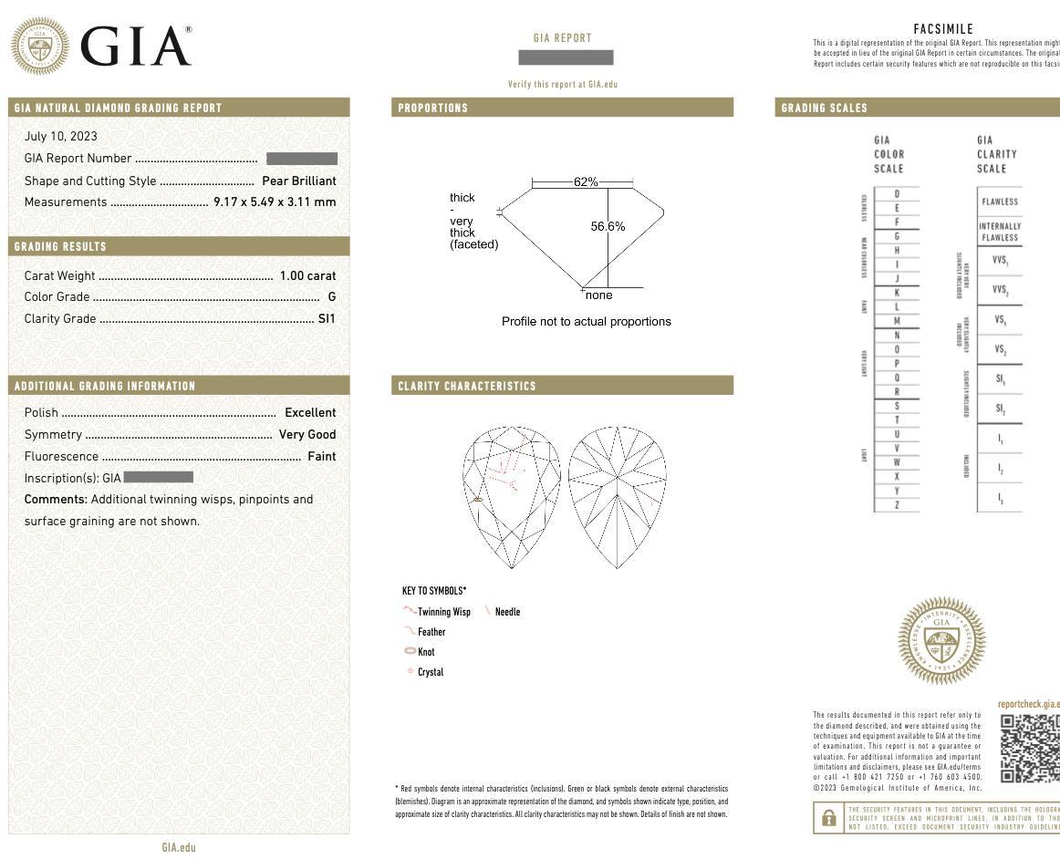 Bague personnalisée en or blanc 18 carats GIA 10,01 carats diamant en forme de poire en vente 1