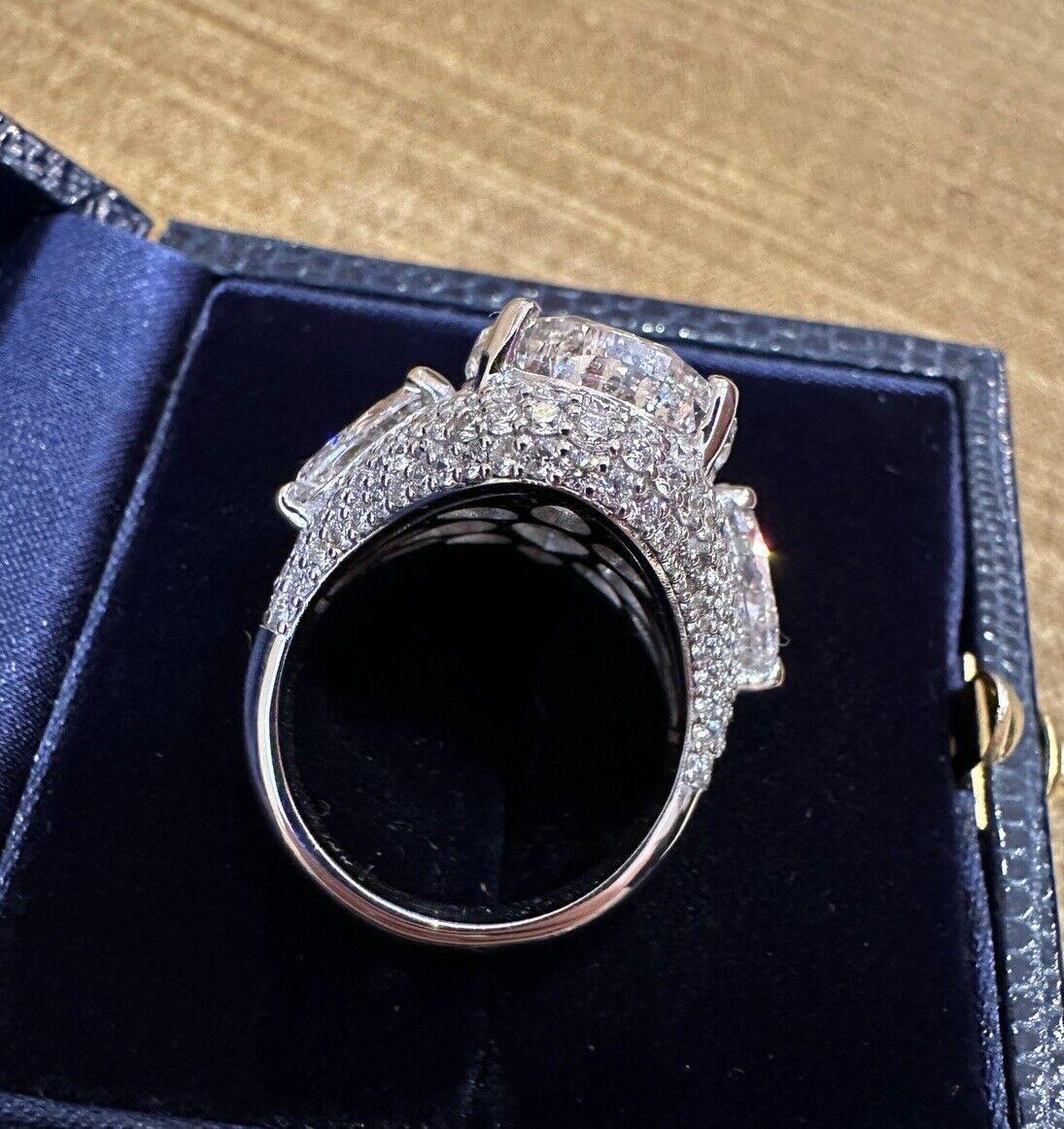 GIA 10.01 carat Pear Shape Diamond Custom Ring in 18k White Gold For Sale 4
