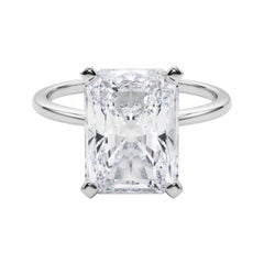 GIA 10.01ct Radiant Slim Band Prong Set Solitaire 18K White Gold Diamond Ring