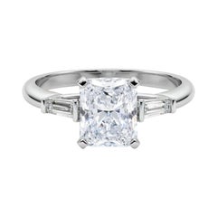 GIA 10,01ct Radiant Drei-Stein konisch Baguette 18K Weißgold Diamantring