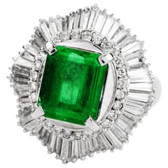 GIA 10.02 Carat Colombian Emerald Diamond Platinum Ballerina Cocktail Ring