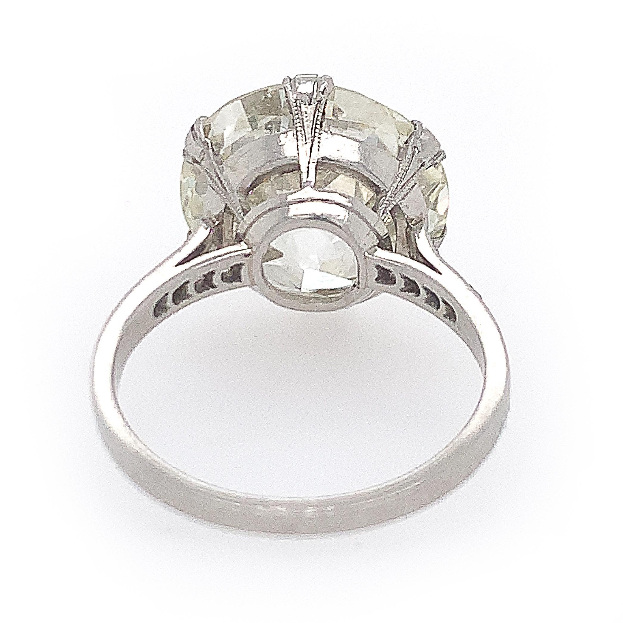 Art Deco GIA 10.07 Carat Old European Cut Diamond Engagement Ring