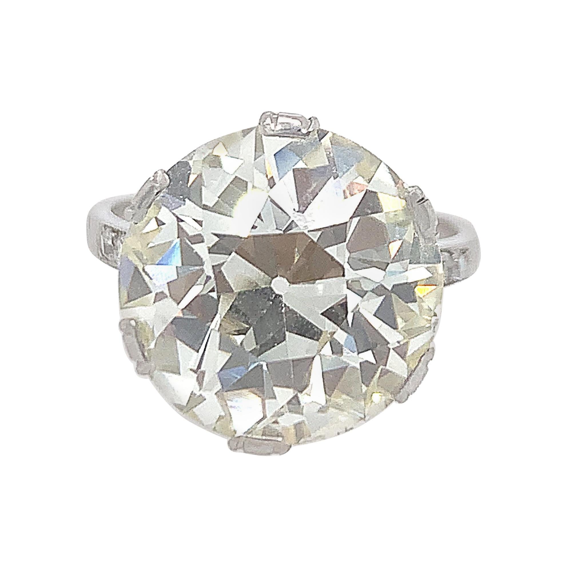 GIA 10.07 Carat Old European Cut Diamond Engagement Ring