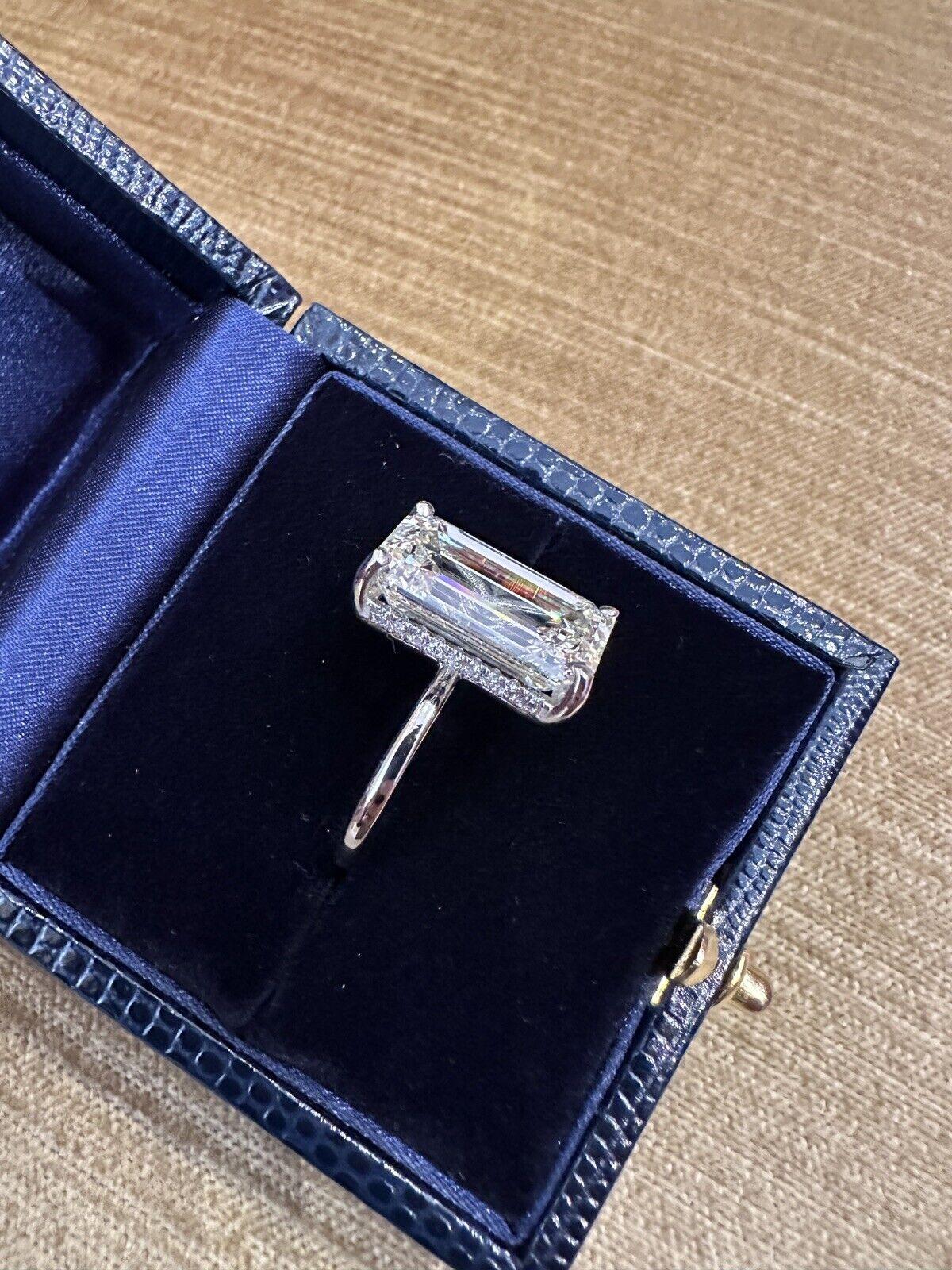 GIA 10.08 Carat Emerald Cut Diamond Solitaire Ring in Platinum For Sale 7