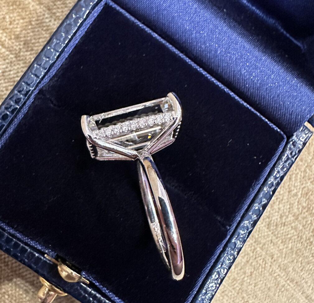 GIA 10.08 Carat Emerald Cut Diamond Solitaire Ring in Platinum For Sale 2