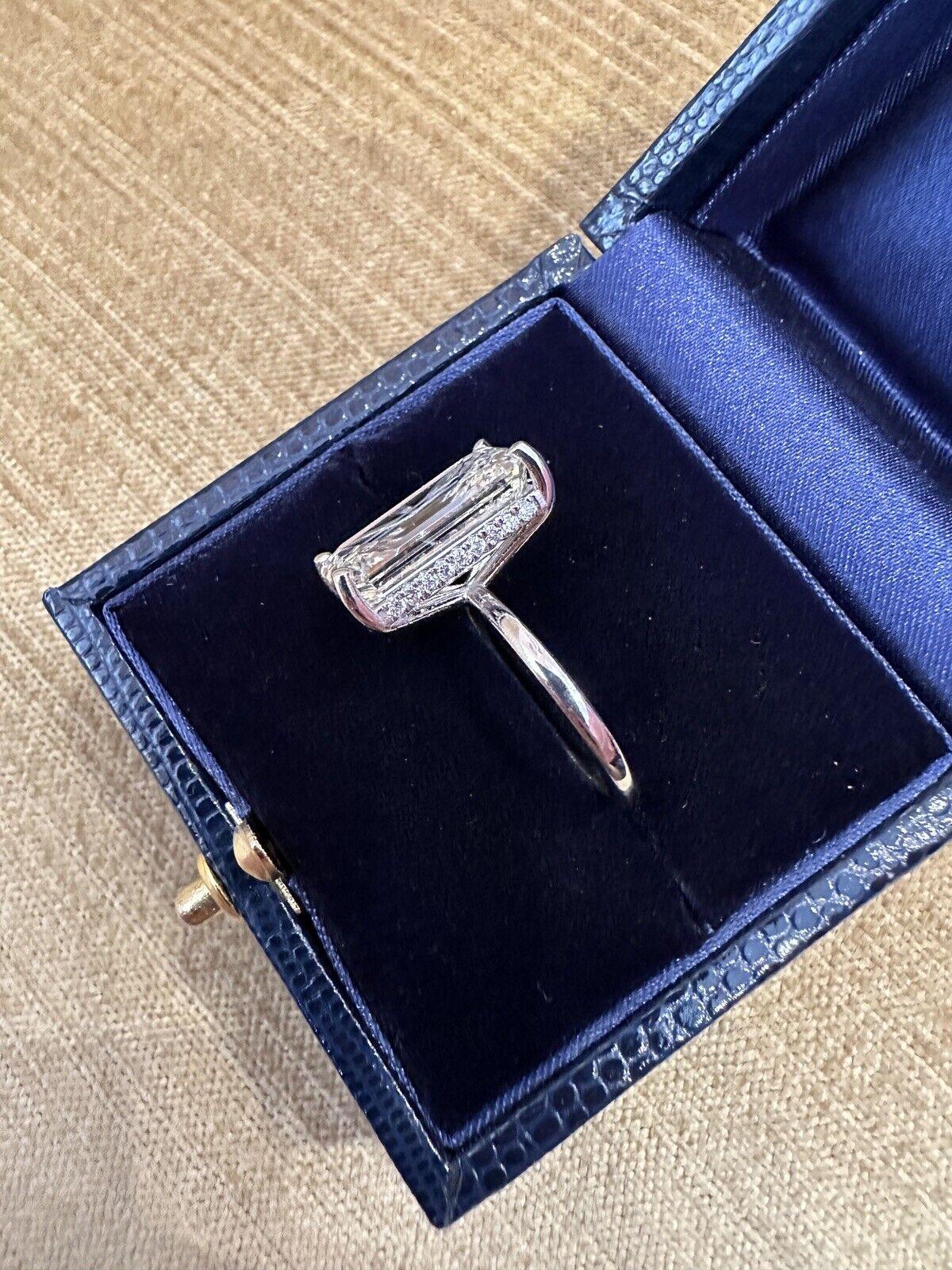 GIA 10.08 Carat Emerald Cut Diamond Solitaire Ring in Platinum For Sale 5