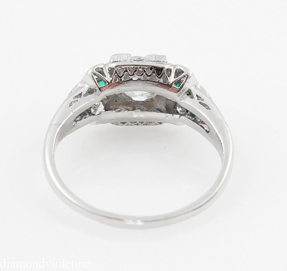 GIA 1.00ct Antique Edwardian Old Euro Diamond Engagement Wedding Ring Platinum In Good Condition In New York, NY