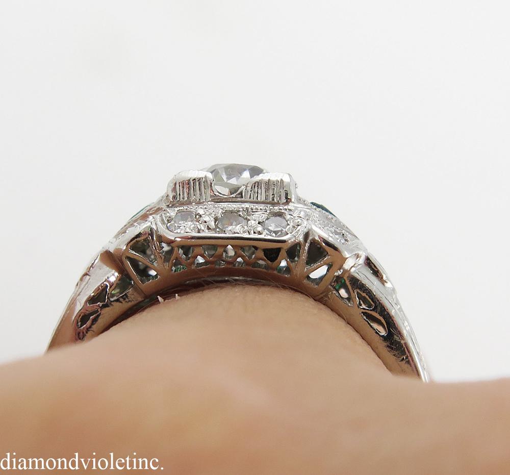 GIA 1.00ct Antique Edwardian Old Euro Diamond Engagement Wedding Ring Platinum 3