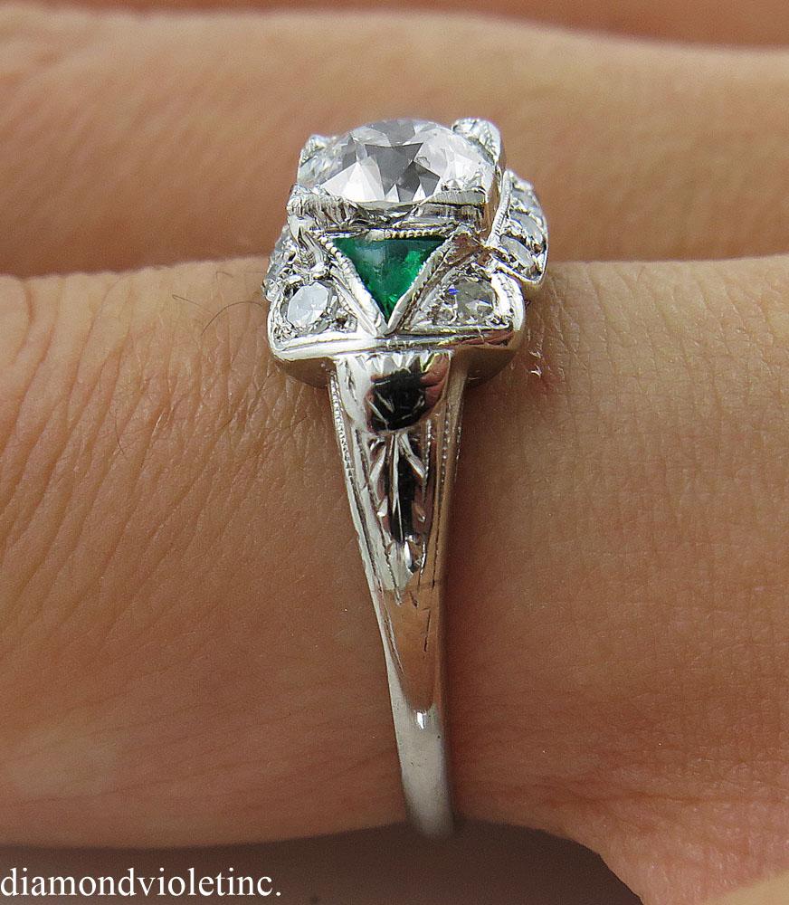 GIA 1.00ct Antique Edwardian Old Euro Diamond Engagement Wedding Ring Platinum 4