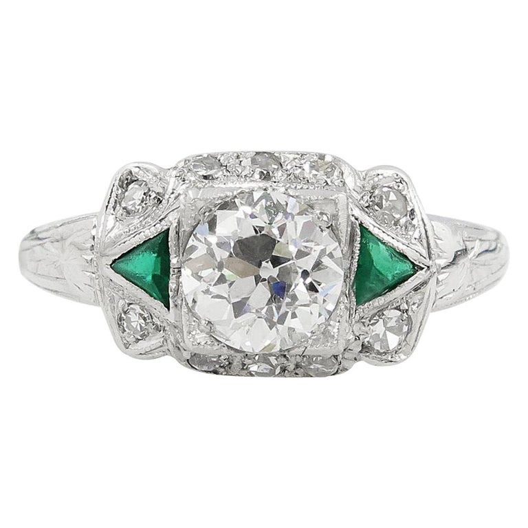 GIA 1.00ct Antique Edwardian Old Euro Diamond Engagement Wedding Ring ...