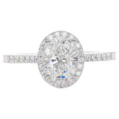 GIA 1.00ct G VS2 Oval Diamond Pavé Halo and Shank Engagement Ring