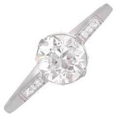 Bague solitaire en platine avec diamant taille européenne ancienne de 1,00 carat certifié GIA, pureté VS1 