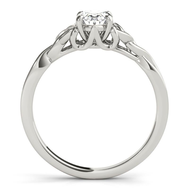 GIA 1.00ct Oval Solitaire Openwork Celtic Knot 18K White Gold Diamond Ring In New Condition For Sale In New York, NY
