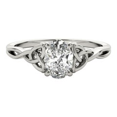 GIA 1.00ct Oval Solitaire Openwork Celtic Knot 18K White Gold Diamond Ring
