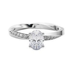 GIA 1,00ct Solitario ovale a fascia quadrata ritorta in oro bianco 18 carati