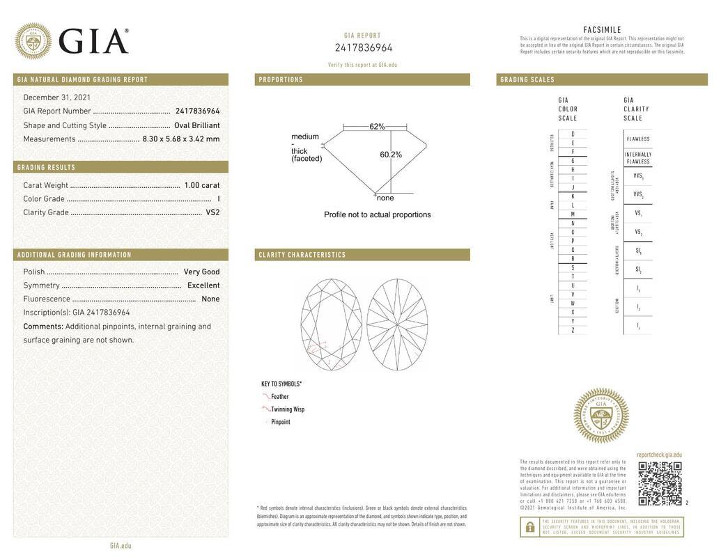 Contemporain GIA 1.00ct Oval Three-Stone with Diamond Shank (Trois pierres ovales avec tige en diamant)  Bague en diamant en vente