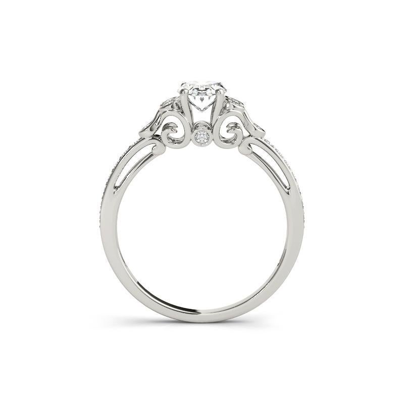 GIA 1.00ct Anillo de diamantes de oro blanco catedral calado con bisel vintage ovalado en Nuevo estado para la venta en New York, NY