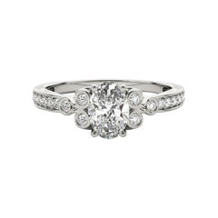 GIA 1,00ct Oval Vintage Lünette Openwork Kathedrale Weißgold Diamantring