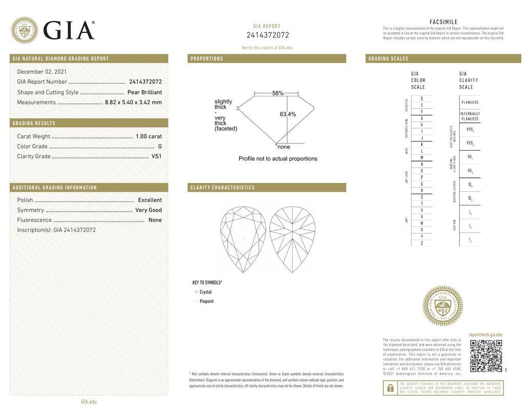 Contemporary GIA 1.00ct Pear Round & Baguette Channel Band  Diamond Ring For Sale